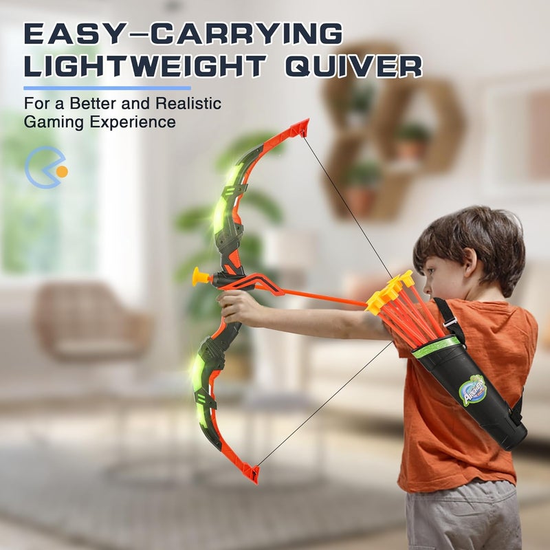 Handwell Archery Toy Set for Kids, LED Light Up Bow and Arrow Set with 10 Suction Cup Arrows, Standing Target & Quiver, Indoor Outdoor Games Stuff for Boys Girls Children Aged 3-12 Year Old - Image 2
